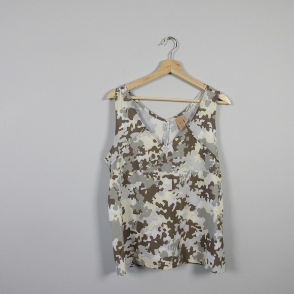 Indyeva Halka II Tank Top Bull Water Camo Women M Green V-Neck Casual Travel 90 - Picture 1 of 11